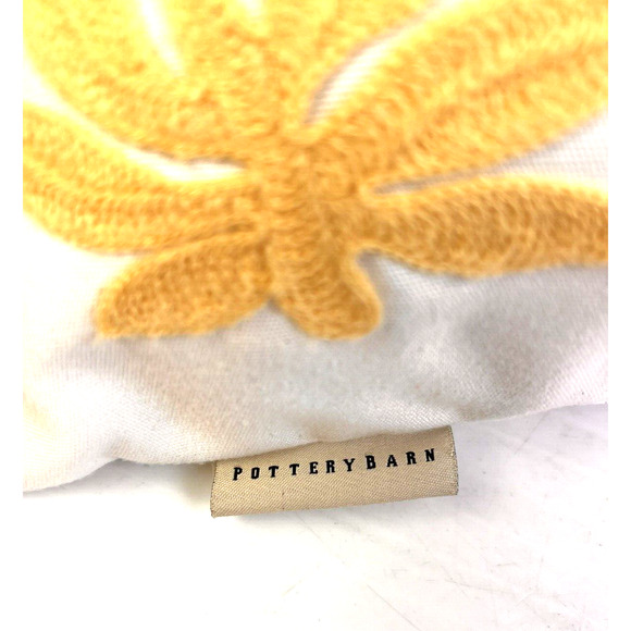 Pottery Barn Pillows 17" Yellow White Floral Fiber Filled Home Decor Textured - Picture 5 of 6